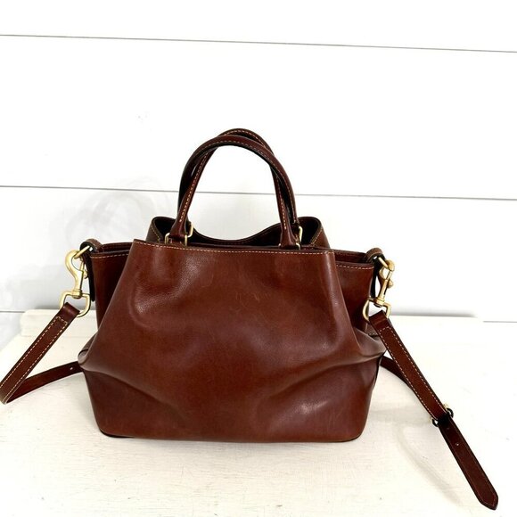 Dooney & Bourke Chestnut Florentine Leather Barlow Satchel Crossbody Handbag - Picture 4 of 16
